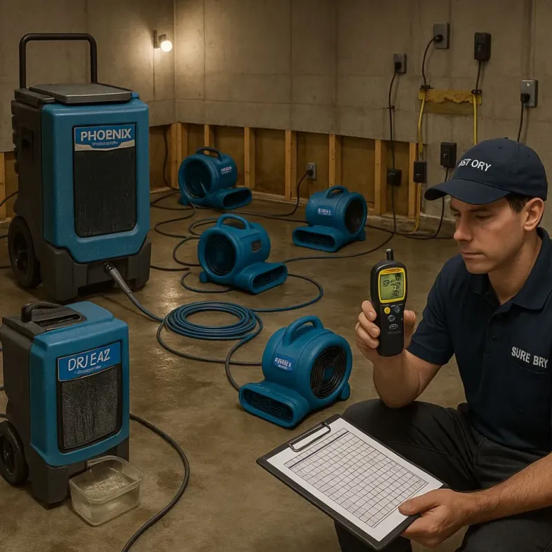 Structural Drying and Dehumidification process in Jones Creek, TX